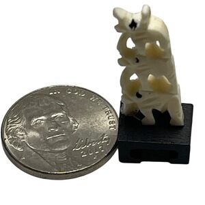 Unbranded Miniature Elephant Figurine OS Cream Bone Carved Totem Lucky Decor Art